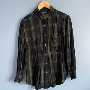 Lauren Ralph Lauren Plaid Green and Black Flannel Shirt